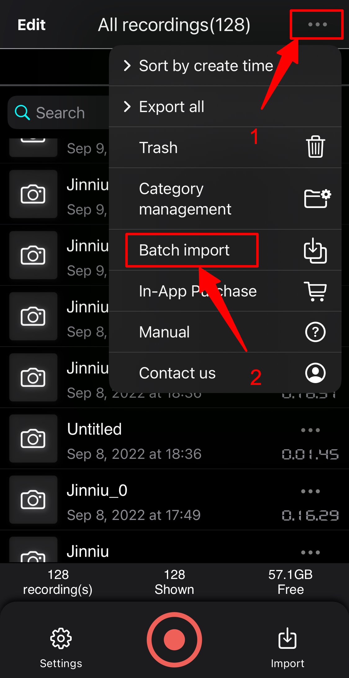 Batch import audio files – Recorder Plus